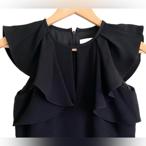 SHOSHANNA Preppy Career Flutter Sleeve Black Darwin Column Dress 2P Cocktail - Picture 5 of 10